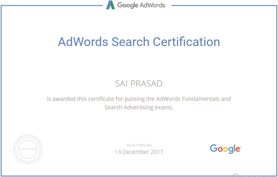 Intentwise Adwords certification