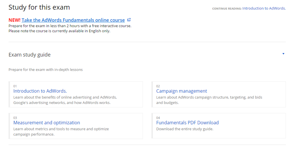 Adwords Study guide